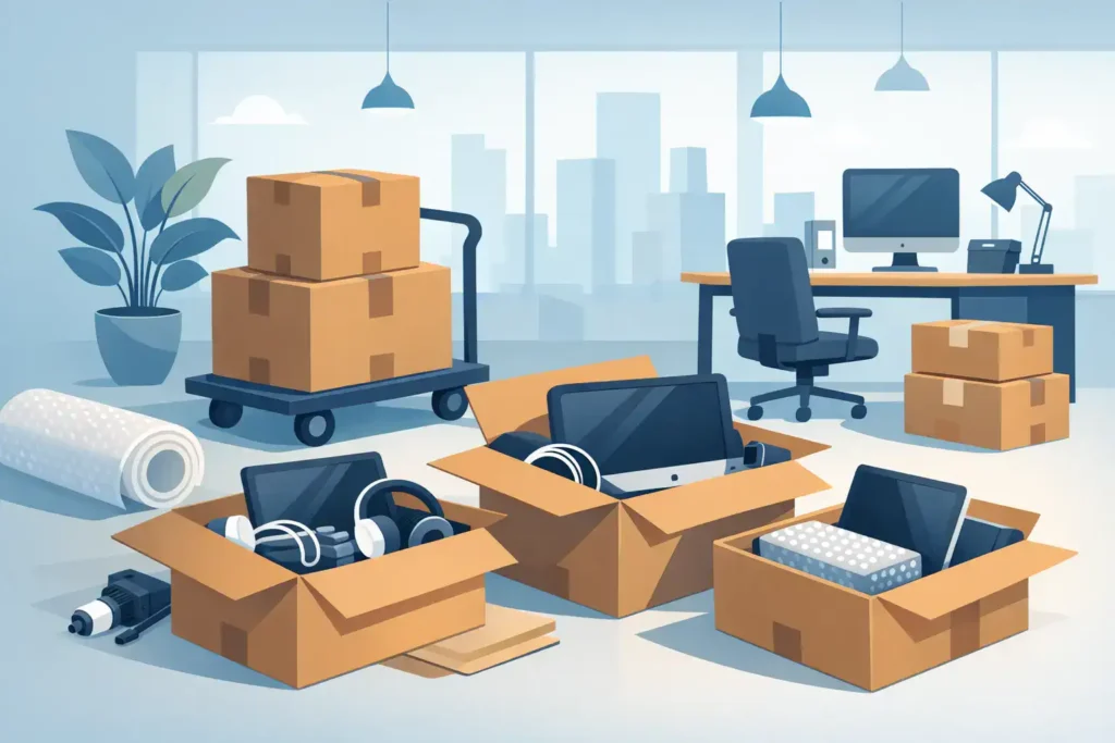 electronics packing for office relocation featured