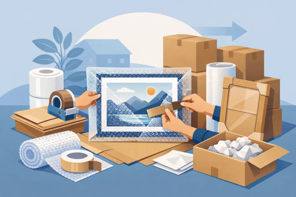 how to pack artwork for moving safely featured