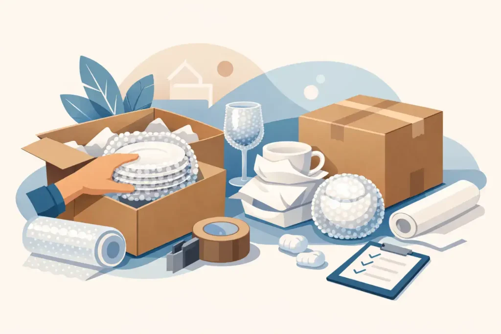 how to pack fragile dishes safely featured