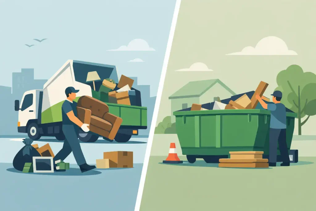 junk removal vs dumpster rental featured